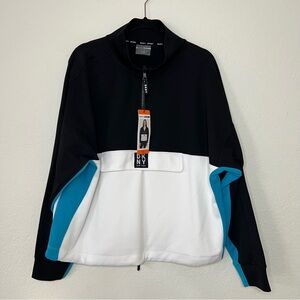 NWT DKNY Sport Pullover 1/2 Zip Up Color Block Sweatshirt Blue Black Size XXL